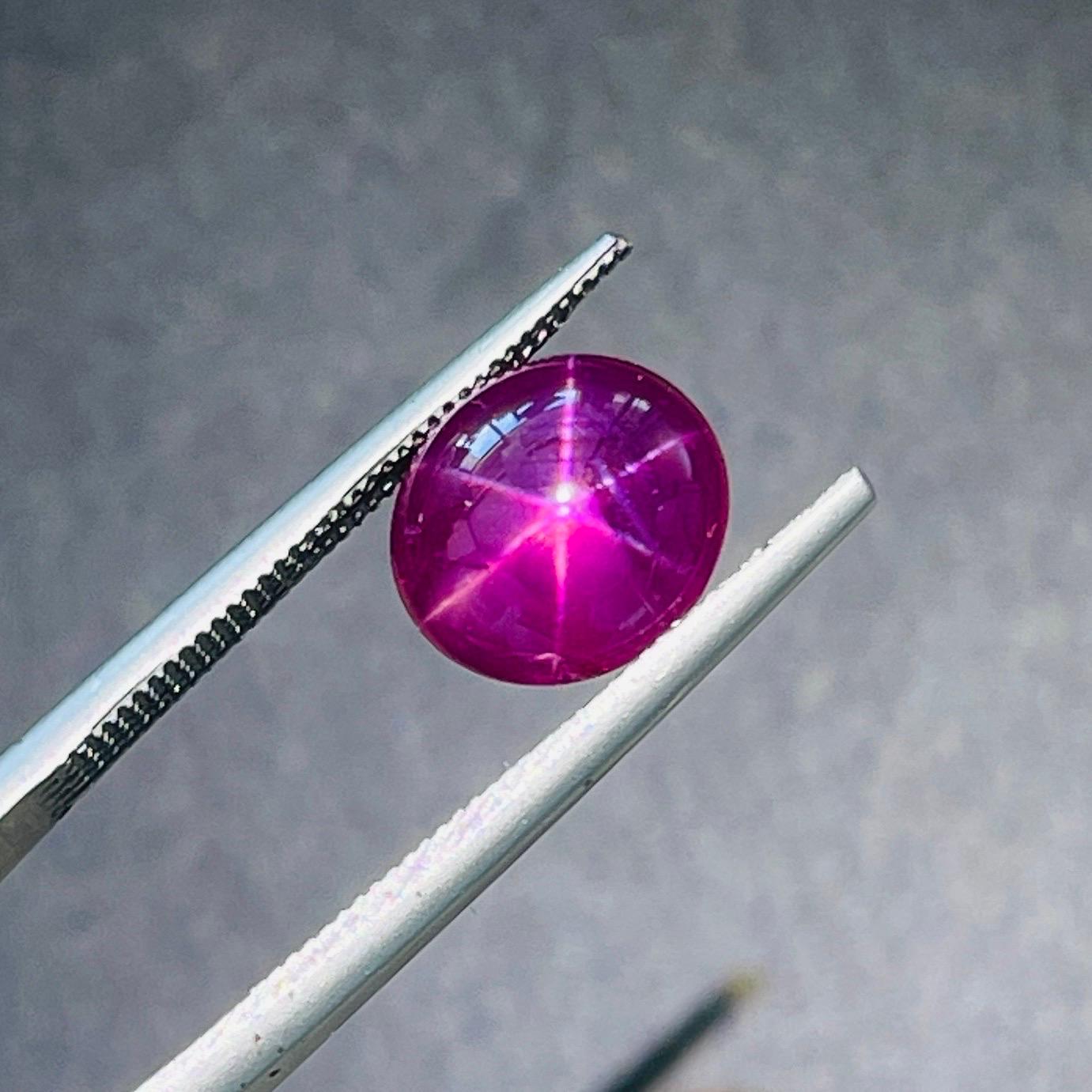 3.75 Ct ICA Certificate Natural Star Ruby unheated Burma Purple red color For Sale 5
