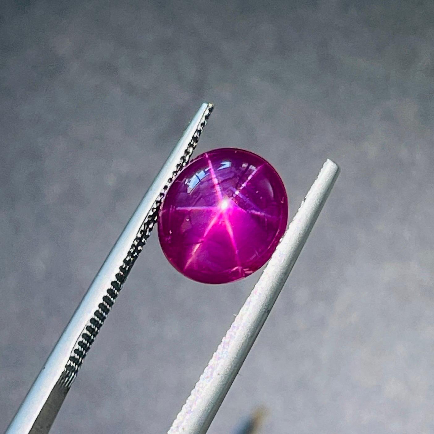 3.75 Ct ICA Certificate Natural Star Ruby unheated Burma Purple red color For Sale 6