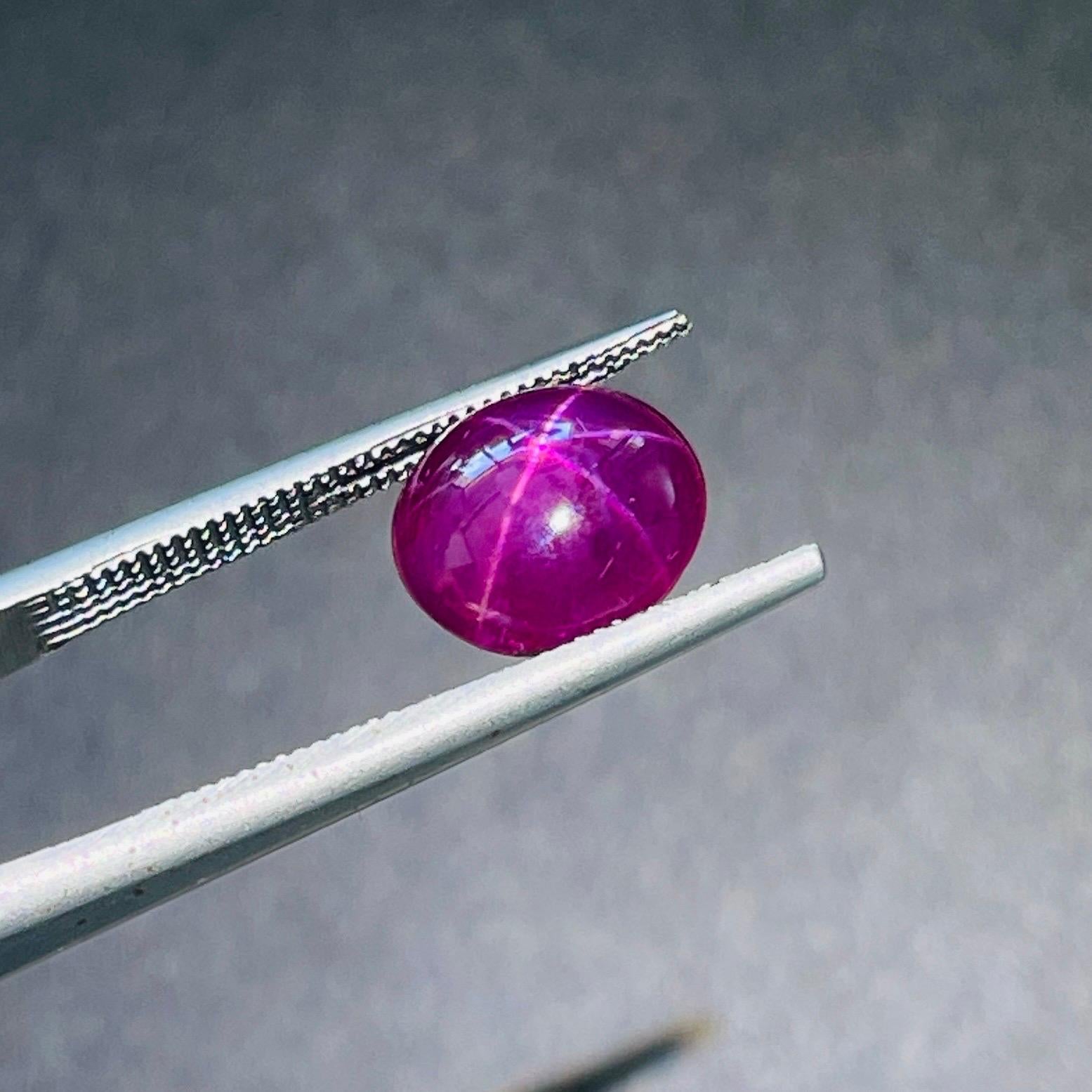 3.75 Ct ICA Certificate Natural Star Ruby unheated Burma Purple red color For Sale 7