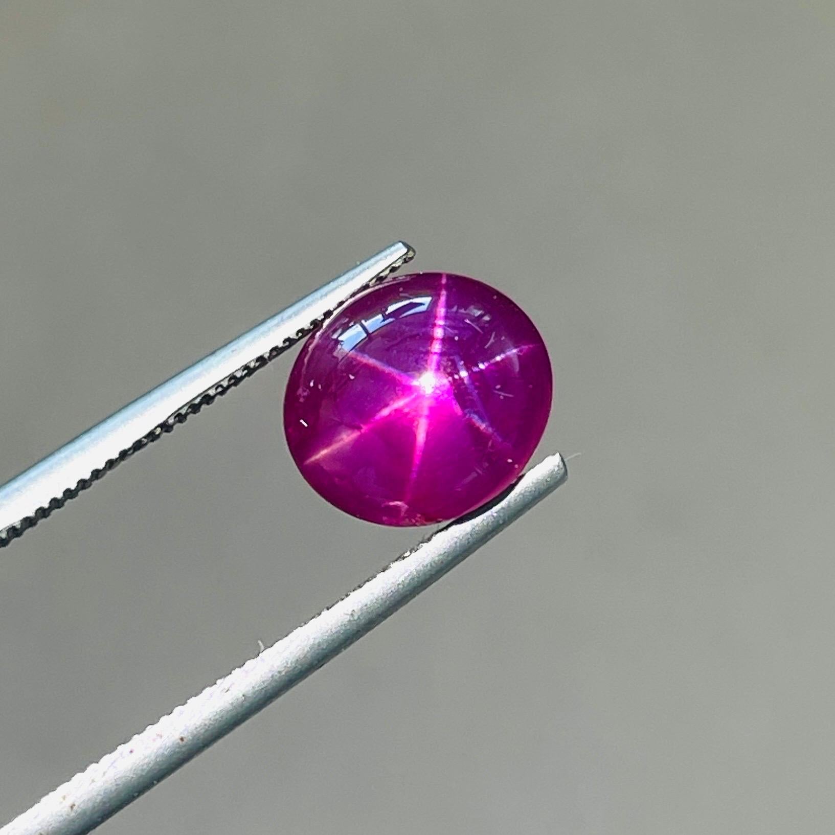 Cabochon 3.75 Ct ICA Certificate Natural Star Ruby unheated Burma Purple red color For Sale