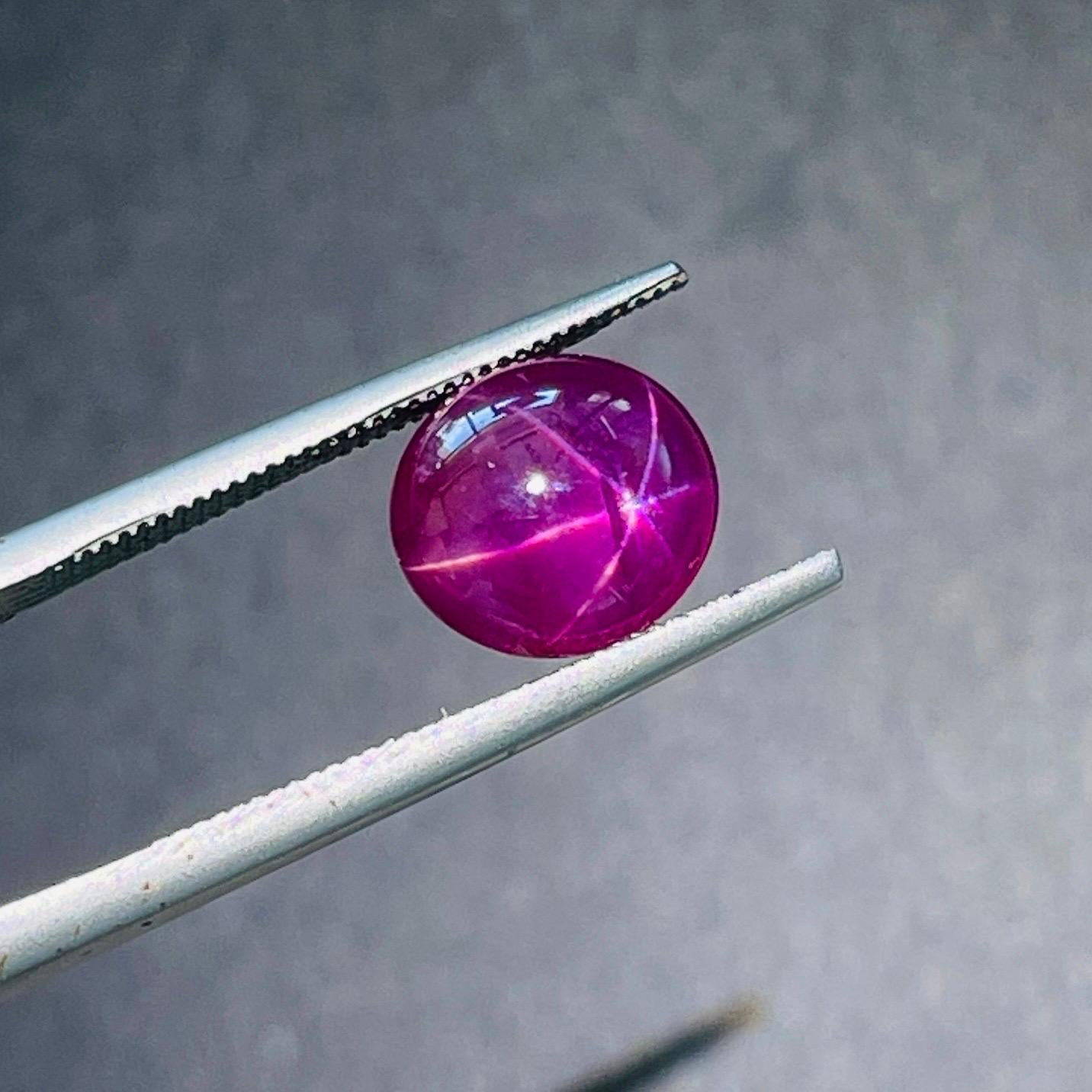 Women's or Men's 3.75 Ct ICA Certificate Natural Star Ruby unheated Burma Purple red color For Sale