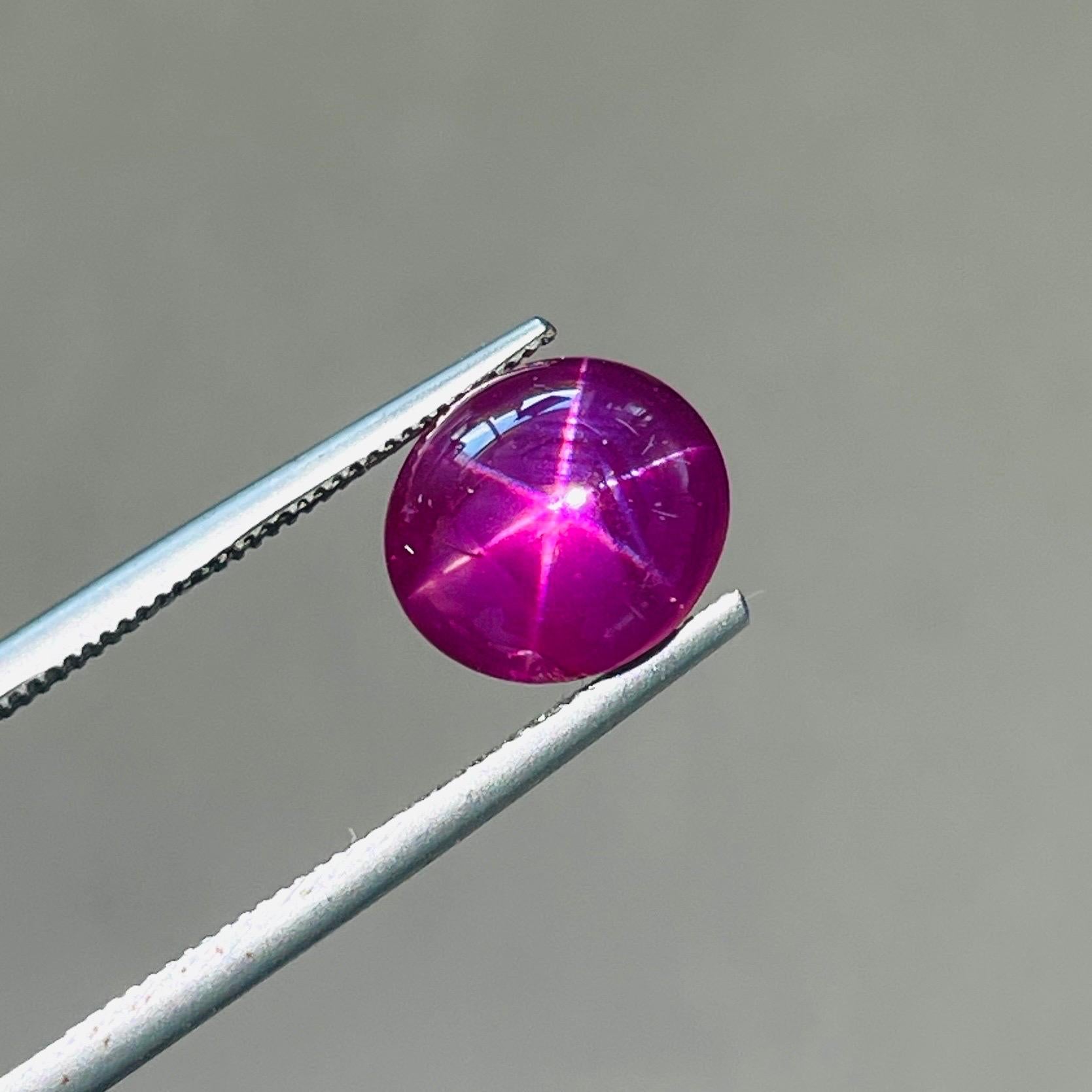 3.75 Ct ICA Certificate Natural Star Ruby unheated Burma Purple red color For Sale 2