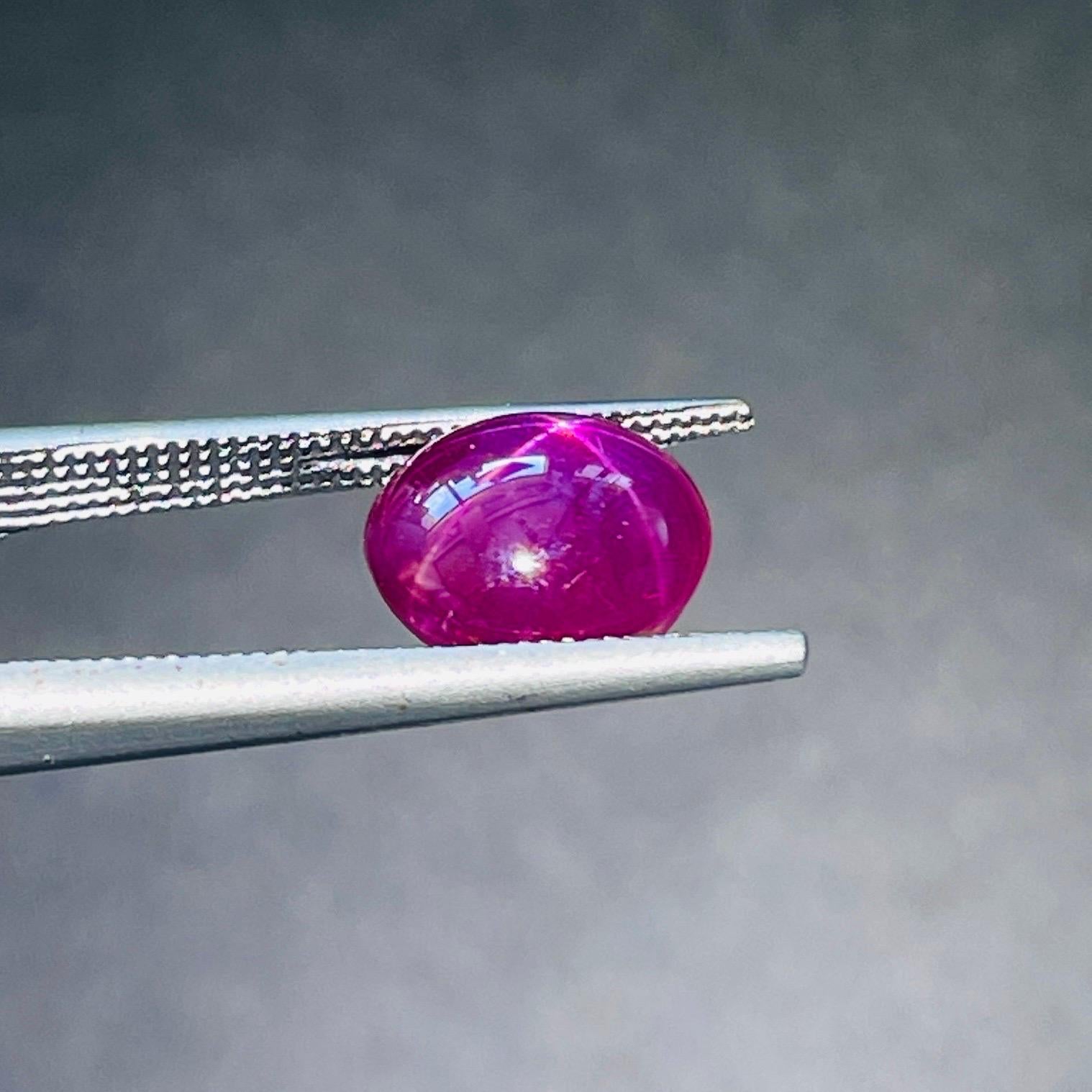 3.75 Ct ICA Certificate Natural Star Ruby unheated Burma Purple red color For Sale 3