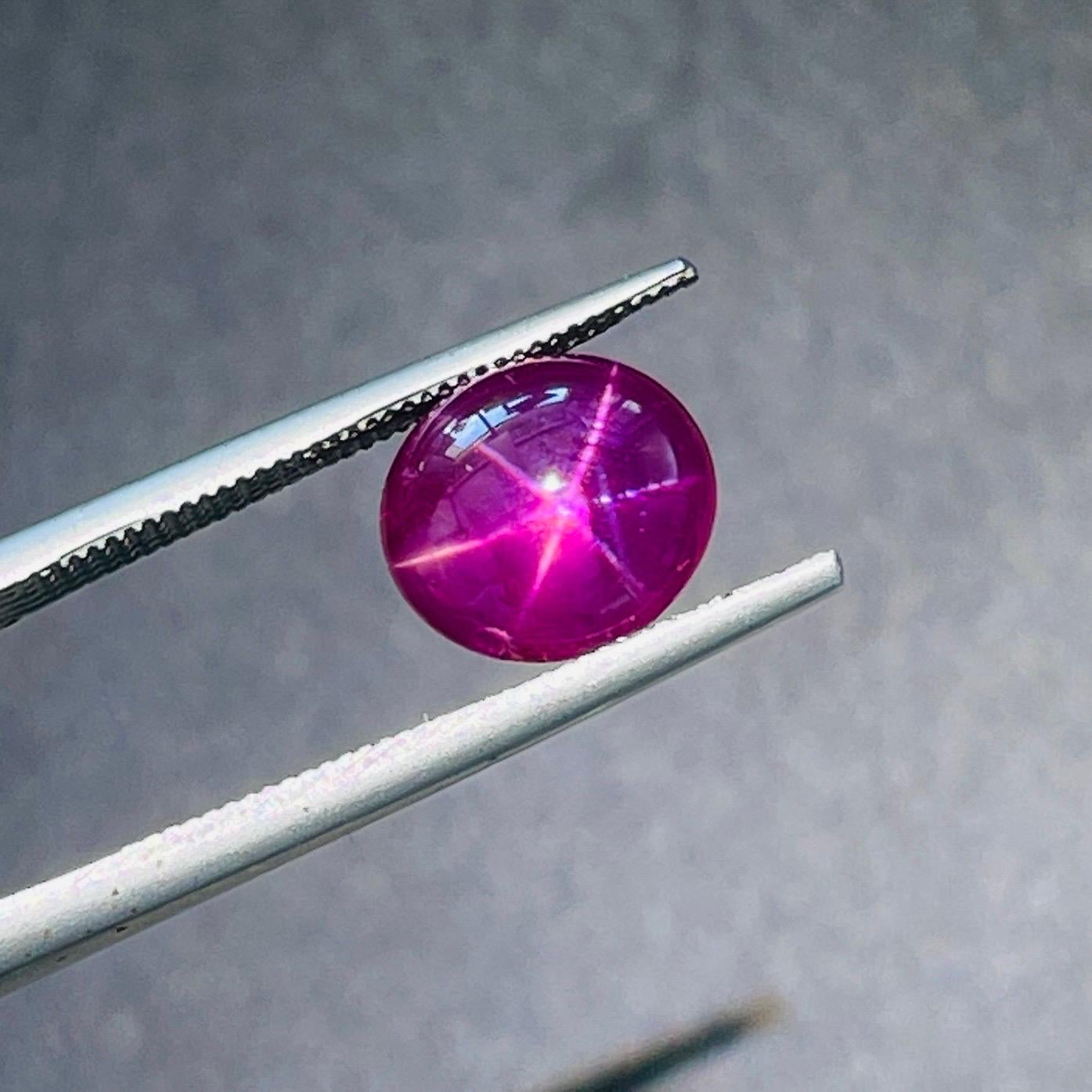 3.75 Ct ICA Certificate Natural Star Ruby unheated Burma Purple red color For Sale 4