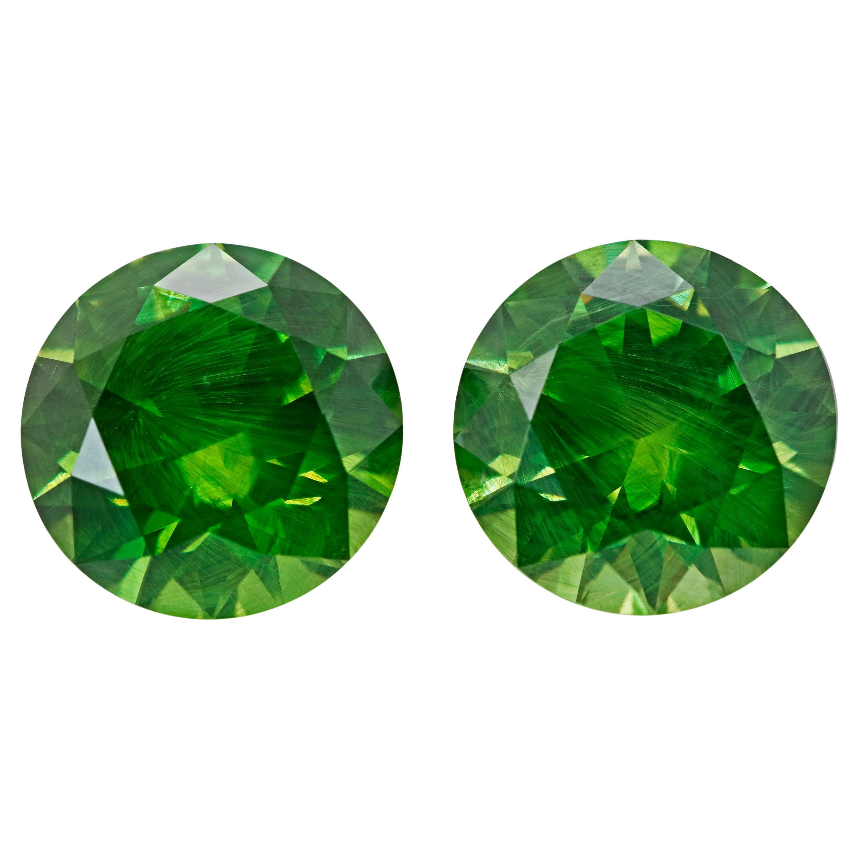 3.75 Ct Russian Demantoid Horsetai Inclusionl Pair Loose Gemstone