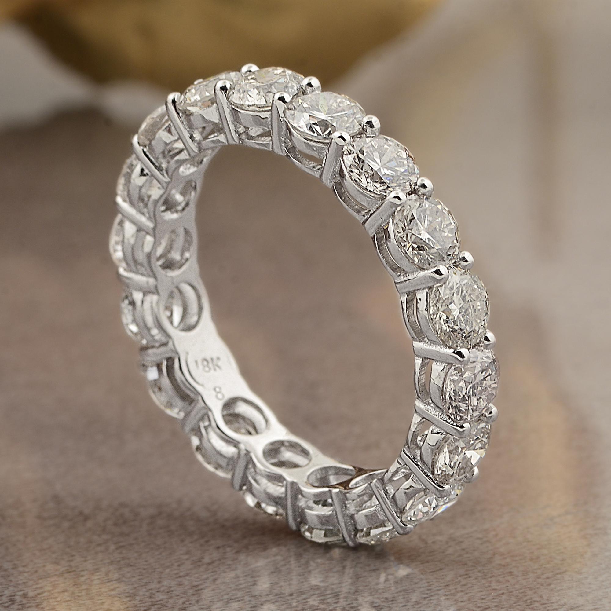3,75 Karat SI Reinheit HI Farbe runder Diamantring 18 Karat Weißgold Schmuckschmuck (Moderne) im Angebot
