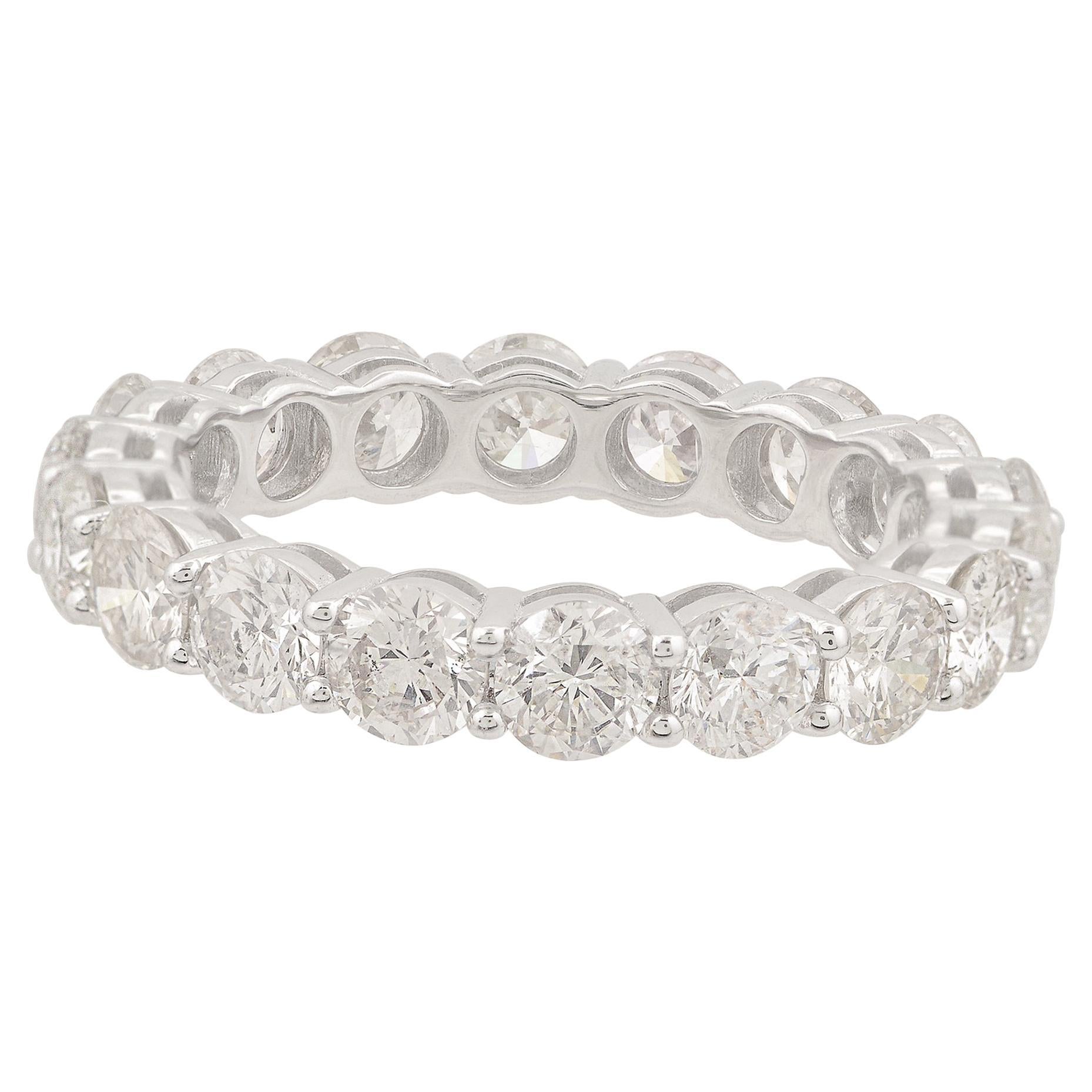 3.75 Ct SI Clarity HI Color Round Diamond Band Ring 18 Karat White Gold Jewelry