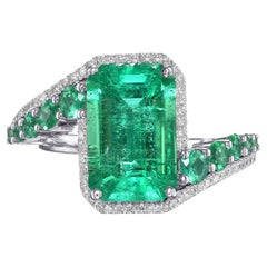 Anello con smeraldo e diamante Muzo da 3,75 carati certificato Couture