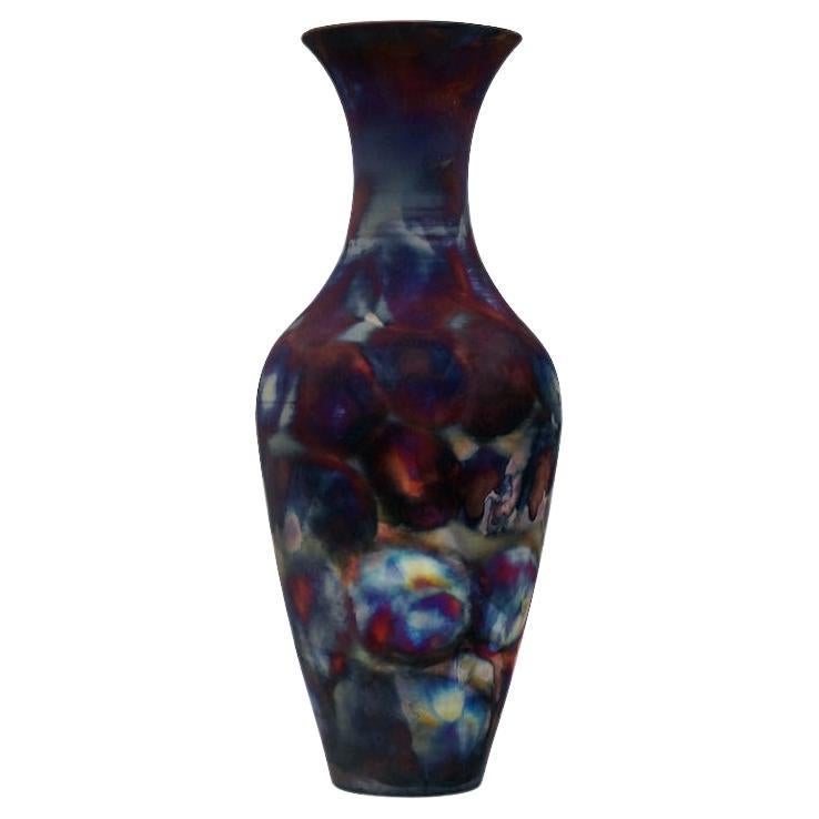 37.5" Grand Floor Vase 701 - raku ceramic pottery centerpiece floor vase For Sale