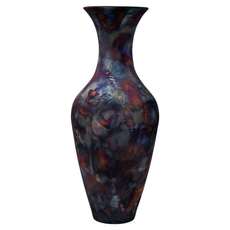 37.5" Grand Floor Vase 705 - raku ceramic pottery centerpiece floor vase
