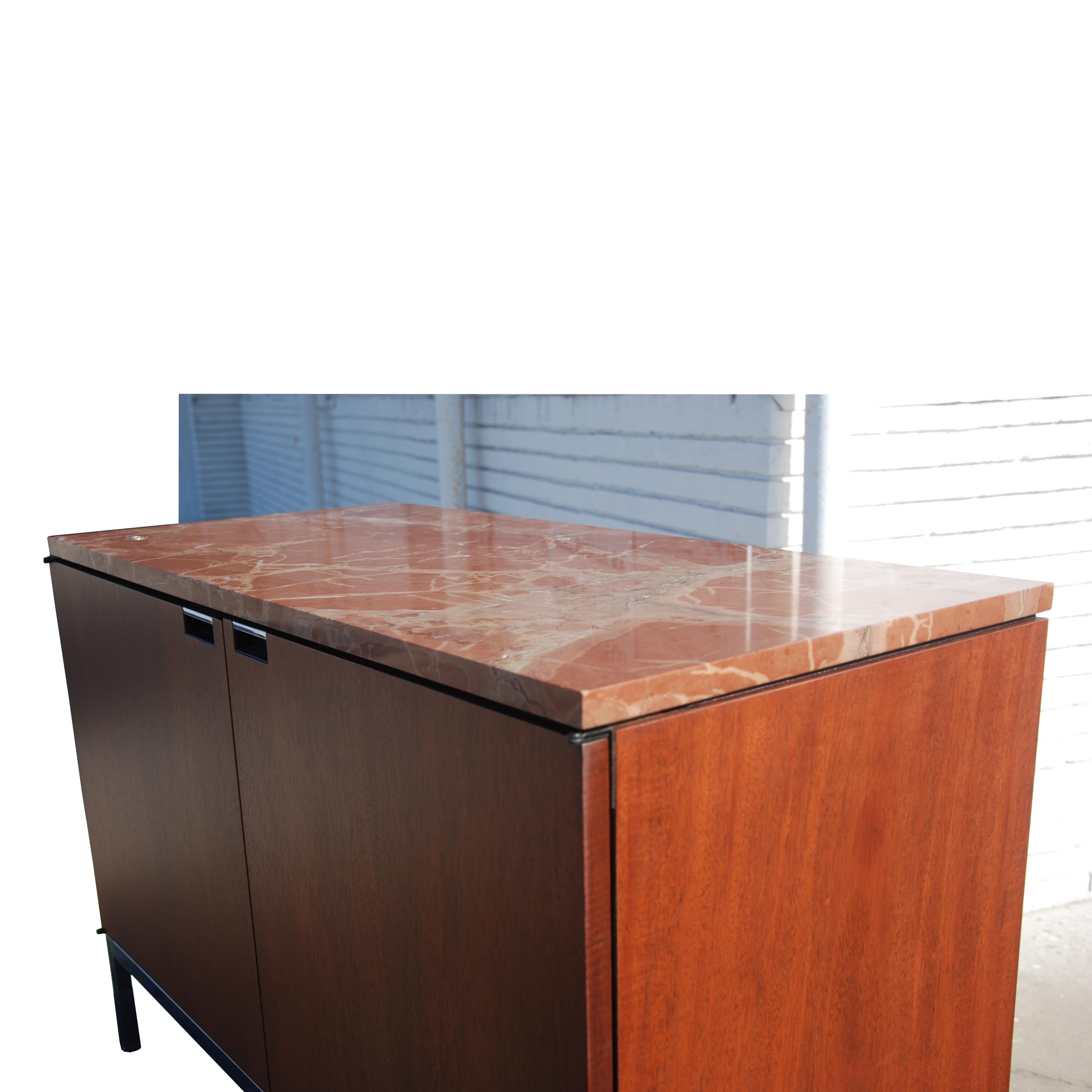 North American Mid-Century Modern Knoll Credenza with Rojo Marble Top For Sale
