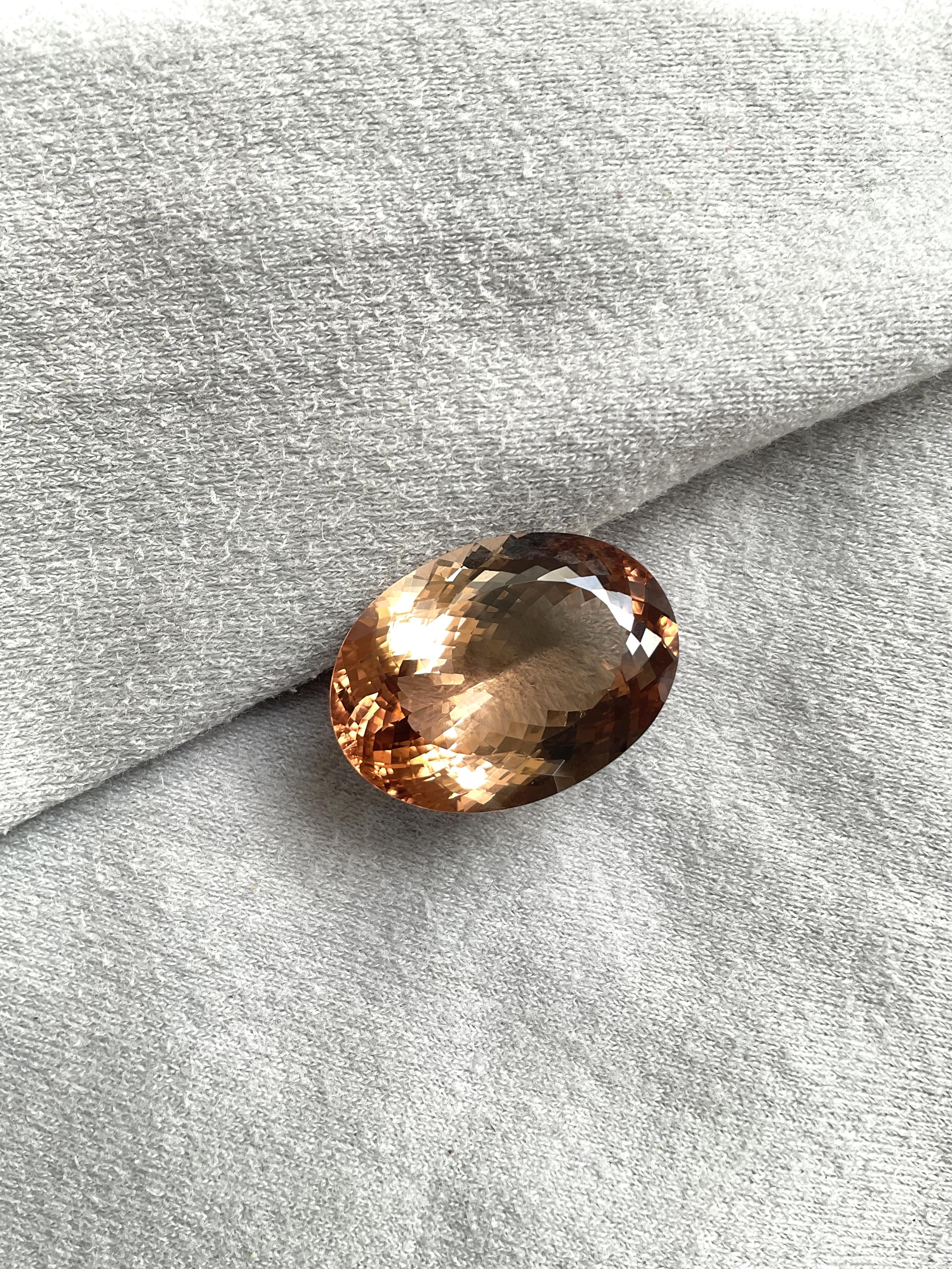 Oval Cut  37.50 Carats Orange Tourmaline Oval Faceted Cut Stone Natural Gemstone For Sale