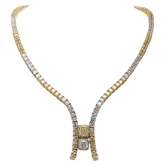 Collana "Zipper" con diamanti gialli e bianchi da 37,52 carati