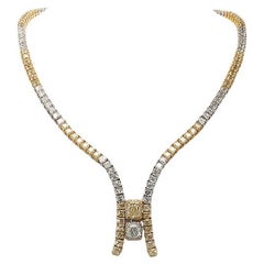 37.52 carat fancy yellow & white diamond "Zipper" necklace