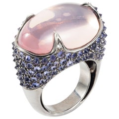 Manpriya B 37.520ct Rose Quartz, Iolite & Diamond Cocktail Ring