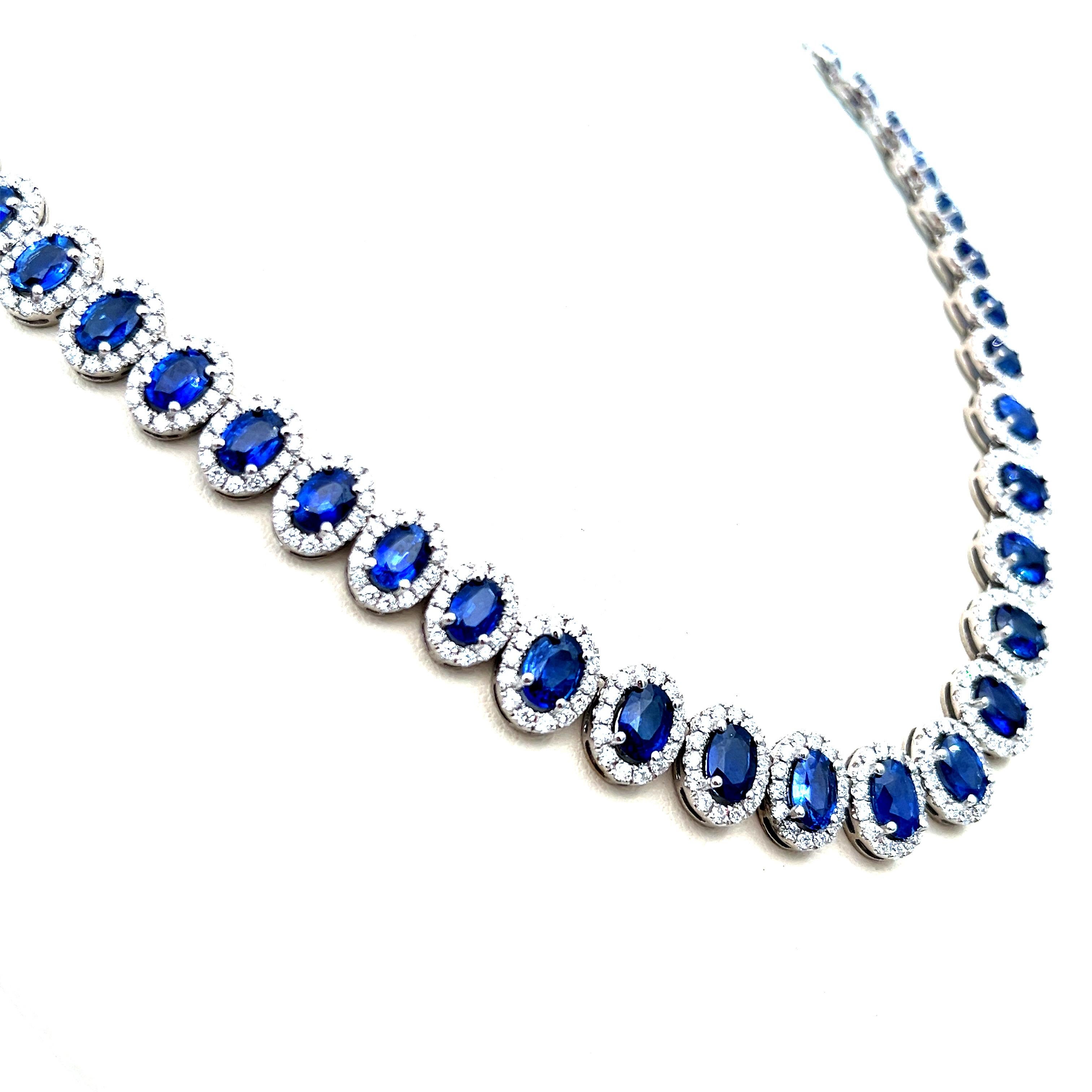 37.54 ct Natural Sapphire & Diamond Necklace For Sale 1