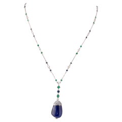 Collier pendentif en tanzanite et goutte de 37,55 carats