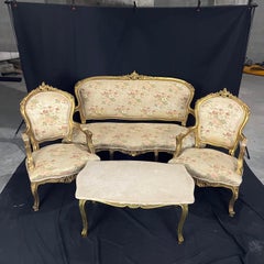 Französischer Louis XV Giltwood Couchtisch mit Steinplatte
