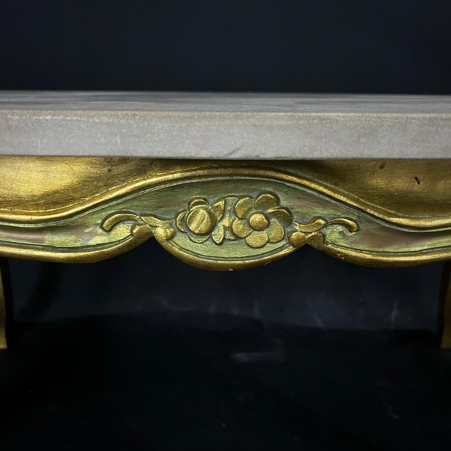  French Louis XV Giltwood Coffee Table with Stone Top  For Sale 1