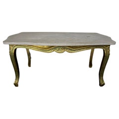  French Louis XV Giltwood Coffee Table with Stone Top 