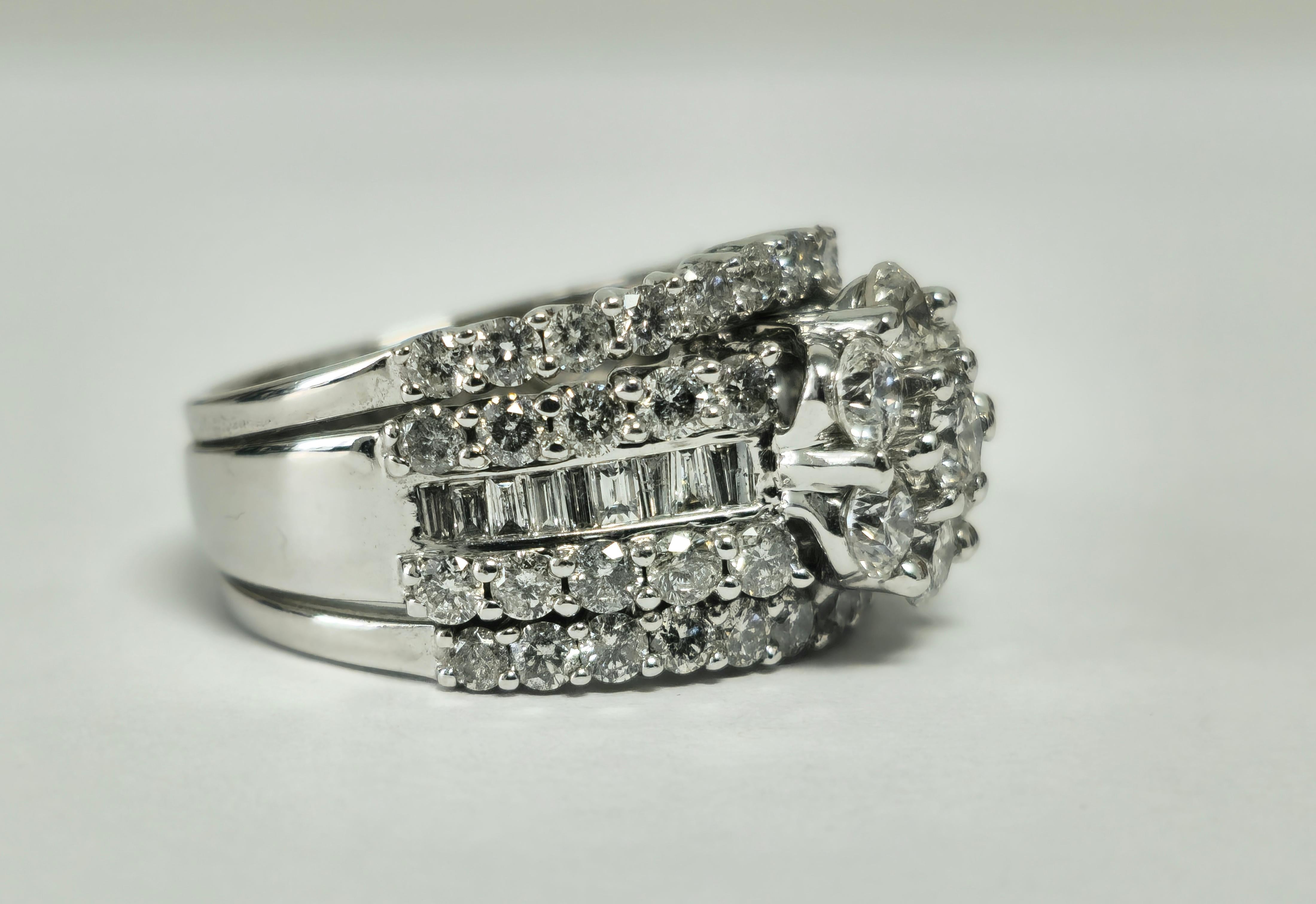 Edwardian 3.75ct Diamond 14K White Gold Womens Ring For Sale