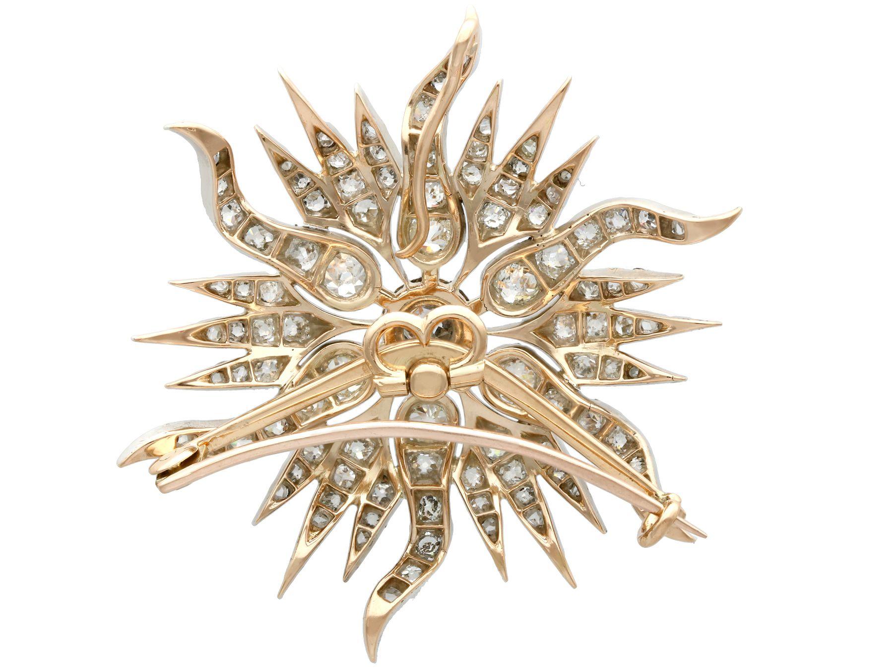 Antique 3.75 Carat Diamond and Yellow Gold Pendant / Brooch, circa 1880 For Sale 2