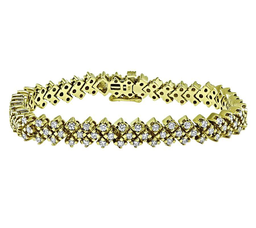 Round Cut 3.75ct Diamond Gold Bracelet For Sale