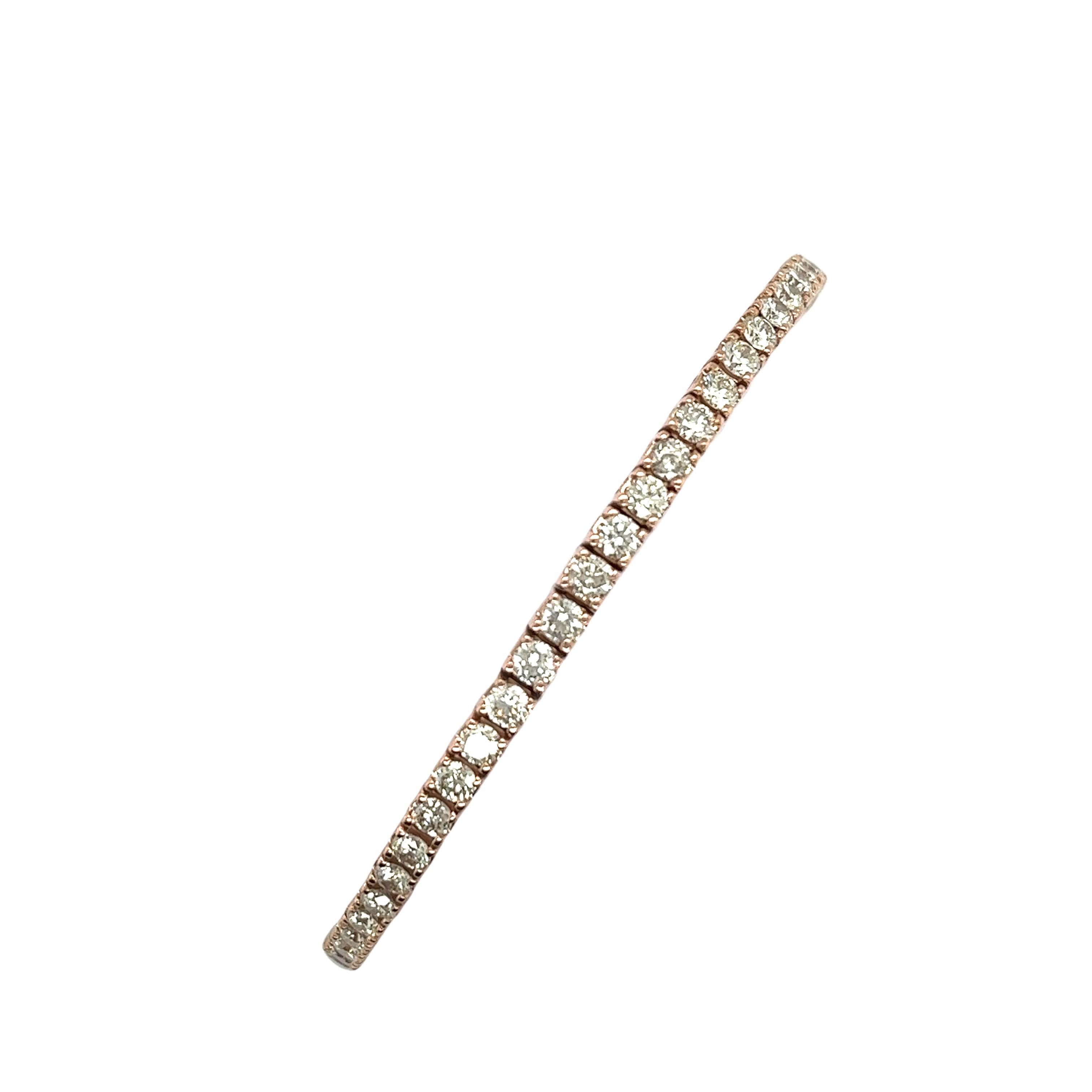 Round Cut 3.75ct Diamond Tennis Bracelet Set in 9ct Rose Gold
