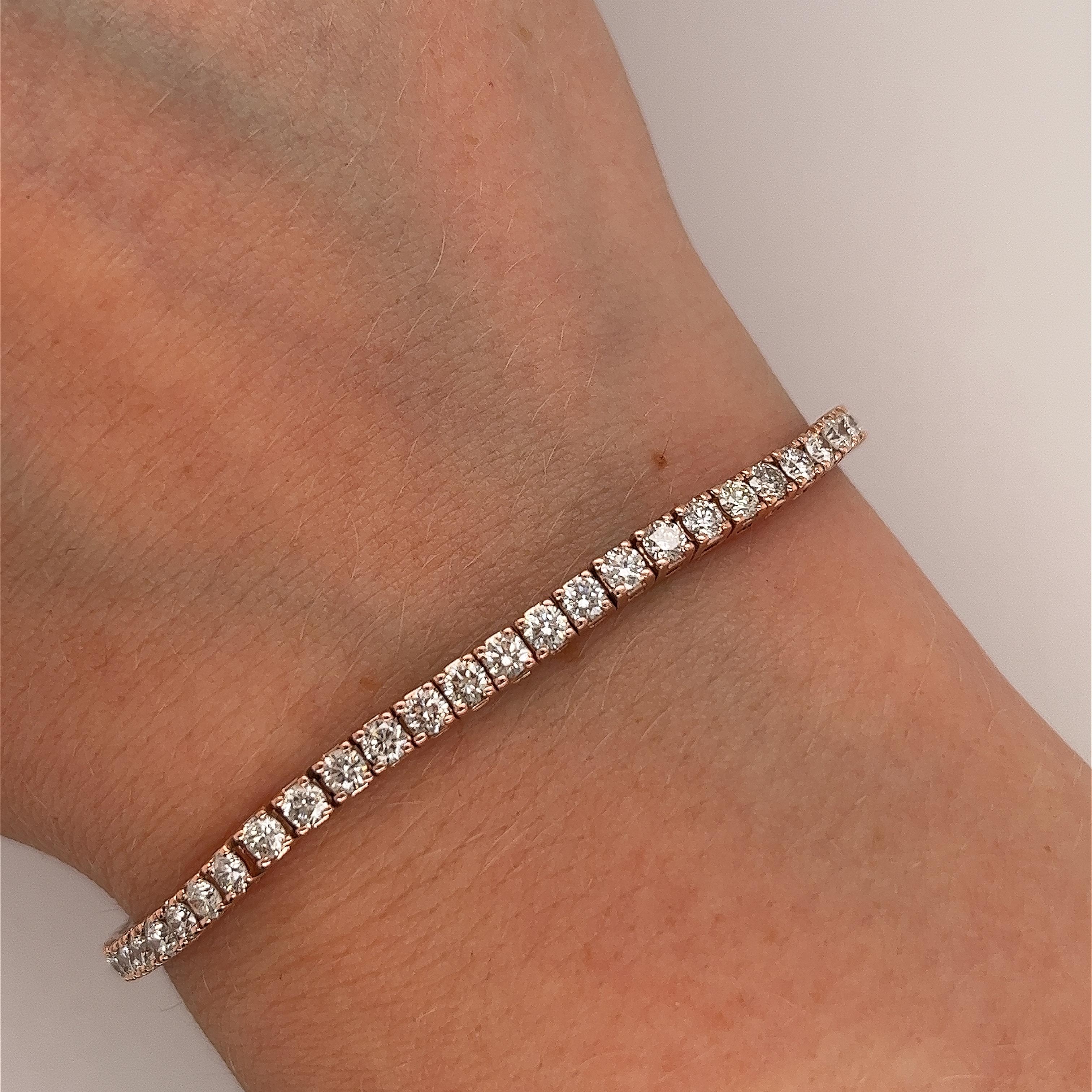 3.75ct Diamond Tennis Bracelet Set in 9ct Rose Gold 1