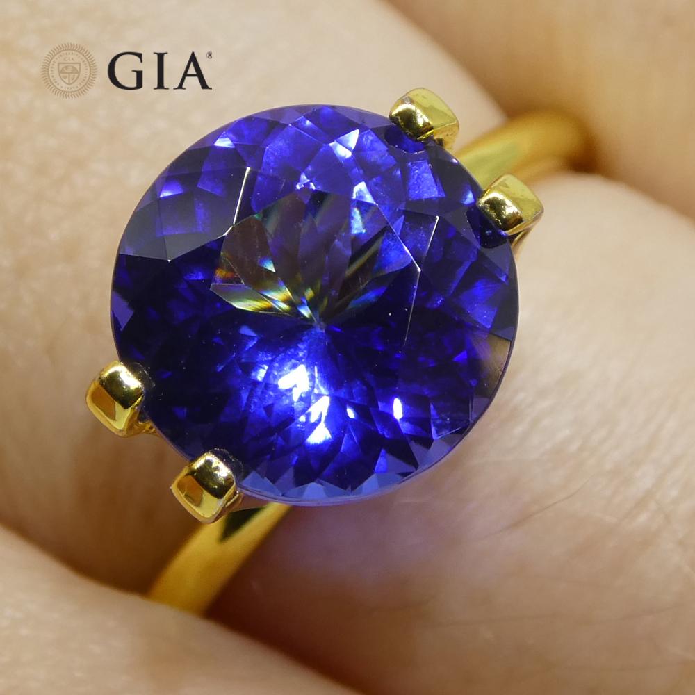 Round Cut 3.75ct Round Violet-Blue Tanzanite GIA Certified Tanzania   For Sale