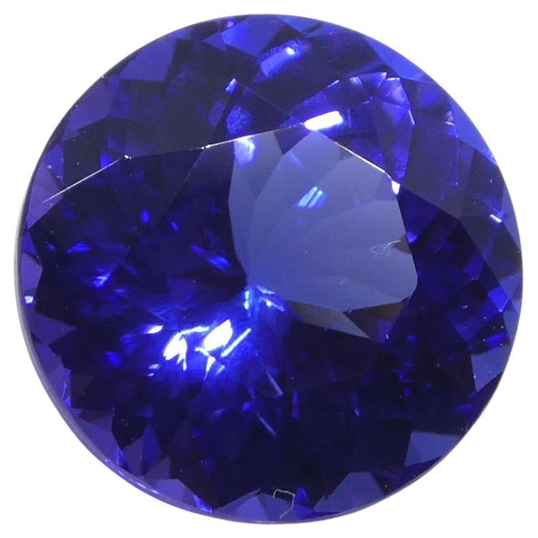 3.75 Karat runder violett-blauer Tansanit GIA zertifiziert Tansanit Tansan  