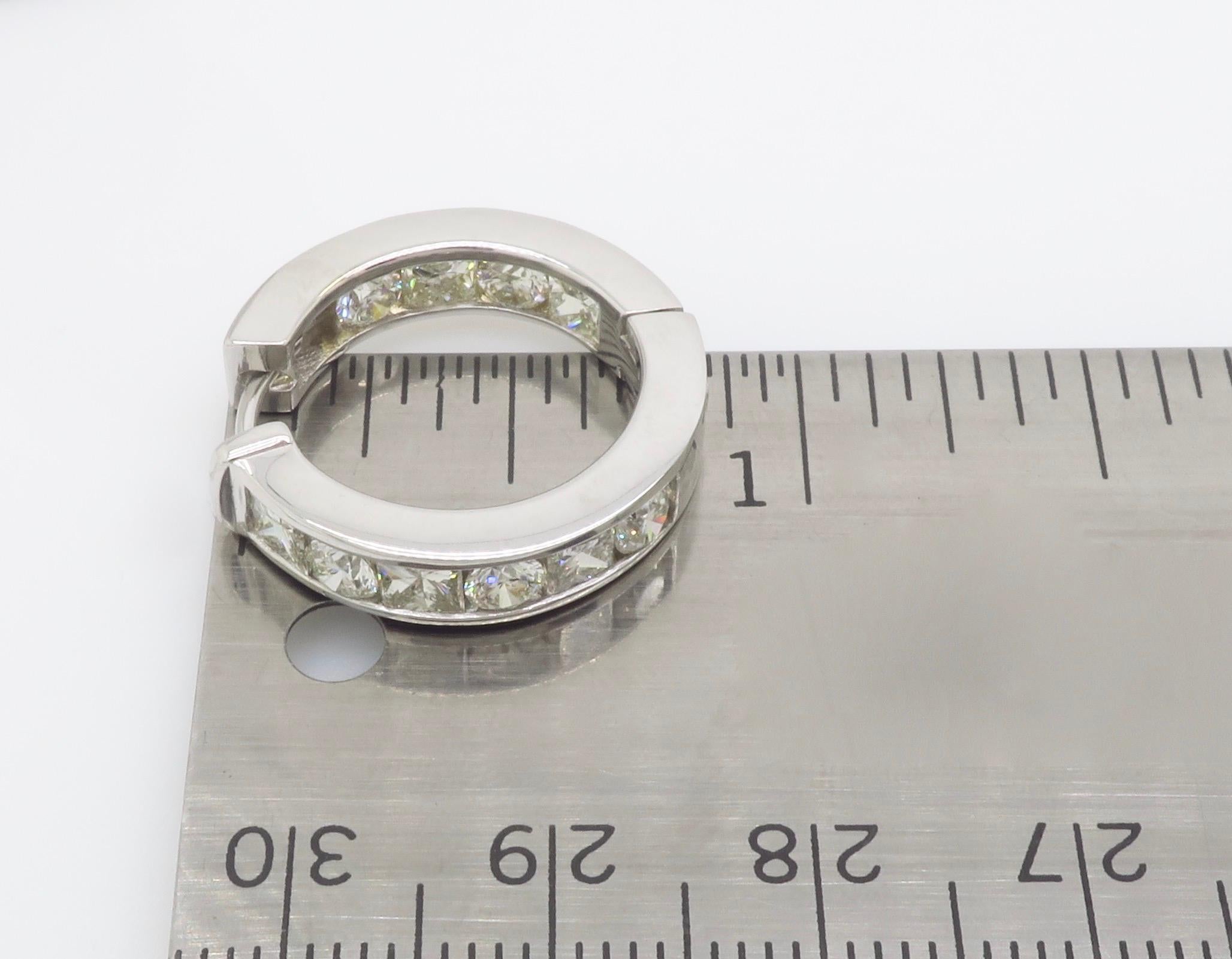 3.75CTW Princess & Round Diamond Inside Out Hoop Earrings For Sale 6