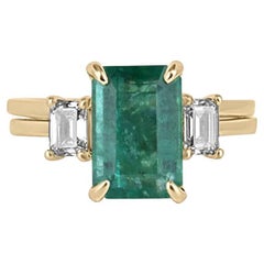 3.75tcw 14K Emerald & Diamond 2-in-1 Three-Stone Convertible Solitaire Ring