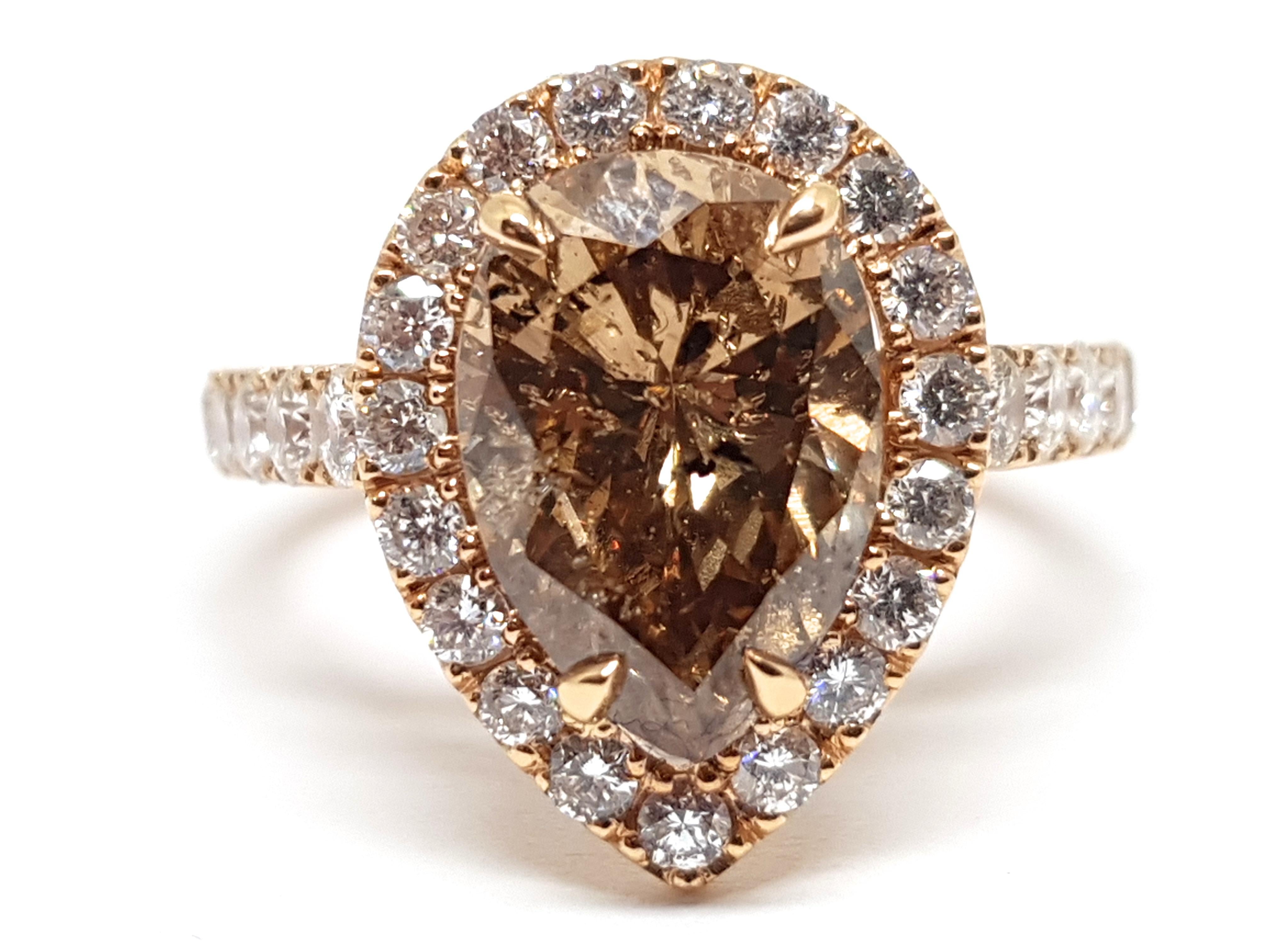 3.76 Carat 18 Karat Pink Rose Gold White Fancy Brown Diamond Engagement Ring  For Sale at 1stDibs | brown diamond rings, brown diamond ring, brown  diamond engagement rings
