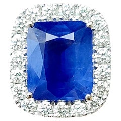 Classic 3.76 Carat Cornflower Blue Cushion Sapphire Ring in 18k White Gold
