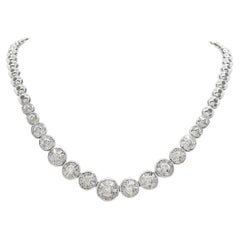 3.76 Carat Diamond Necklace Statement Jewelry, 18K White Gold