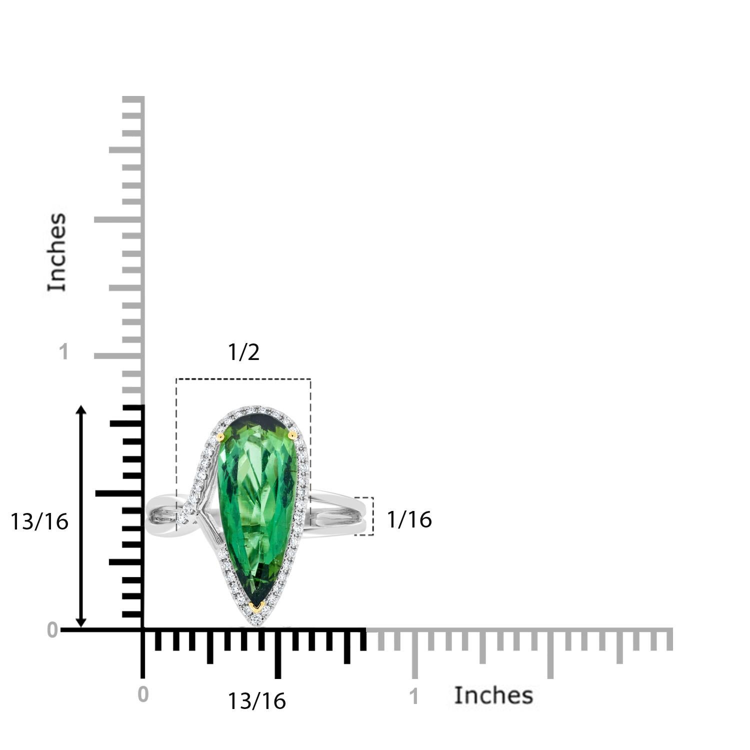 3.76 carat Green Tourmaline and Diamond Cocktail Ring For Sale 1