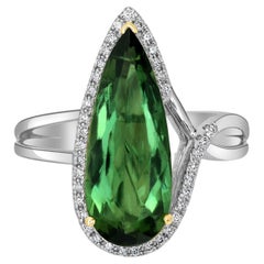 3.76 carat Green Tourmaline and Diamond Cocktail Ring