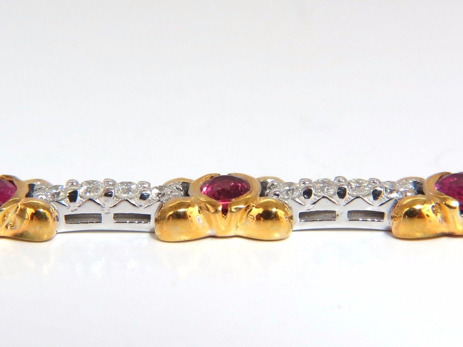 3.76 Carat Natural Ruby Diamonds Tennis Bracelet 14 Karat Vivid Red In New Condition For Sale In New York, NY