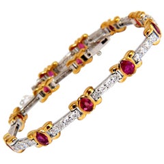 Bracelet tennis en diamants « rubis naturels » de 3,76 carats, 14 carats, rouge vif*