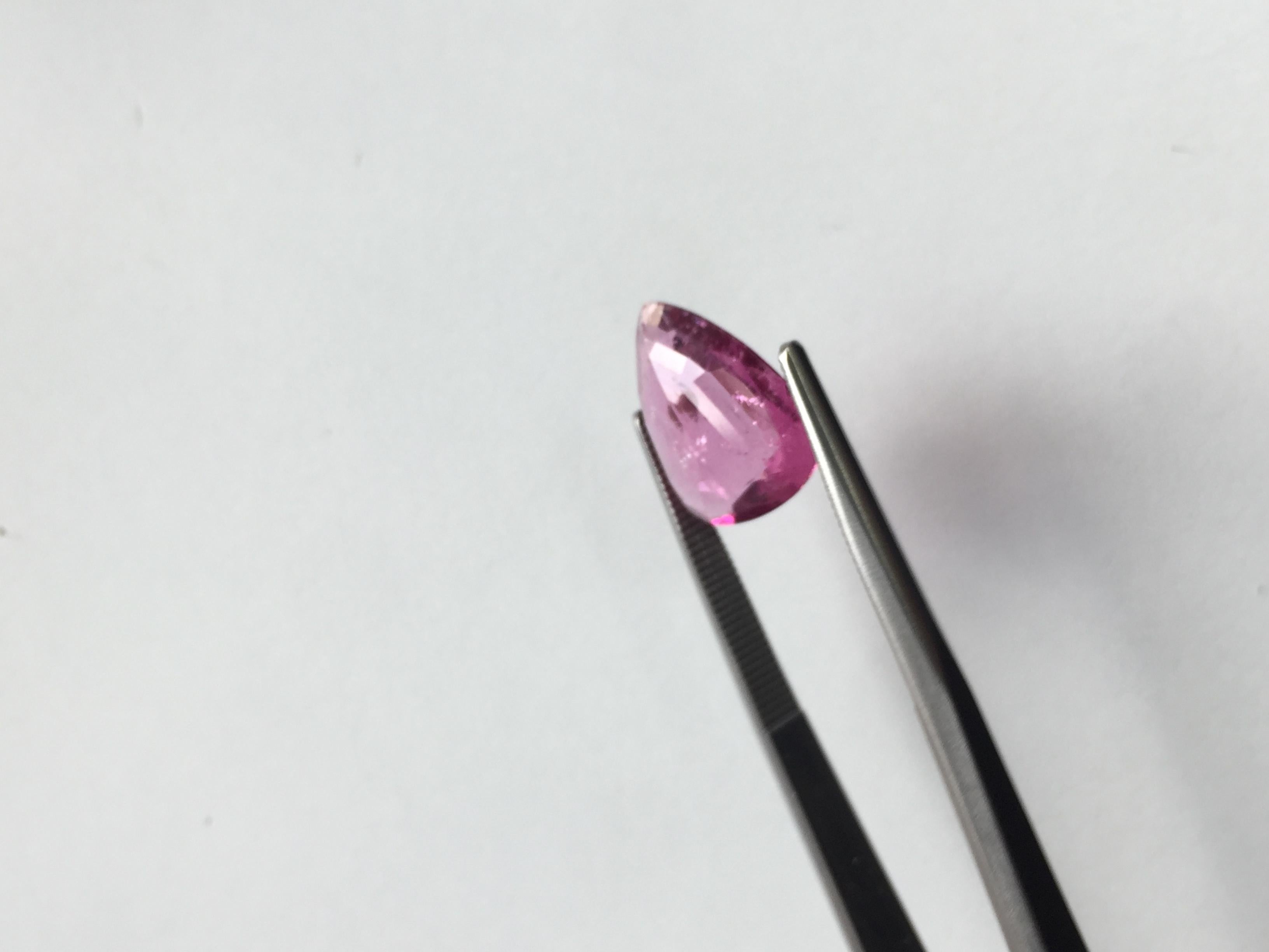 3.76 Carat Neon Pink Tourmaline Rose Cut / Pear Cut for High Jewelry In New Condition For Sale In Jaipur, RJ