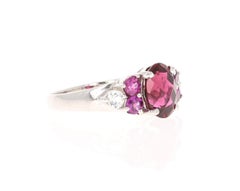 3.76 Carat Tourmaline Garnet Sapphire Diamond White Gold Ring