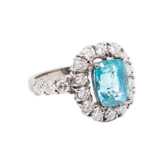 3,76 Karat Lebendiger Blauer Turmalin Ring, 18K Weißgold, Austy Lee