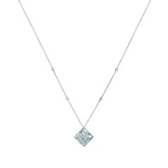 3.76 Carats Aquamarine and White Diamond White Gold Necklace