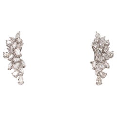 Clous d'oreilles en or 18 carats, diamant taille émeraude, poire, marquise, 3,76 cts