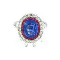 3.76 cts of Kyanite and Ruby and 1.76 cts of Diamond Ring