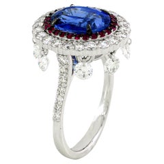3.76 cts of Kyanite and Ruby and 1.76 cts of Diamond Ring