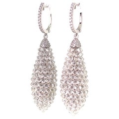 37.61 Carat Briolette Diamond Earrings on 18 Karat White Gold