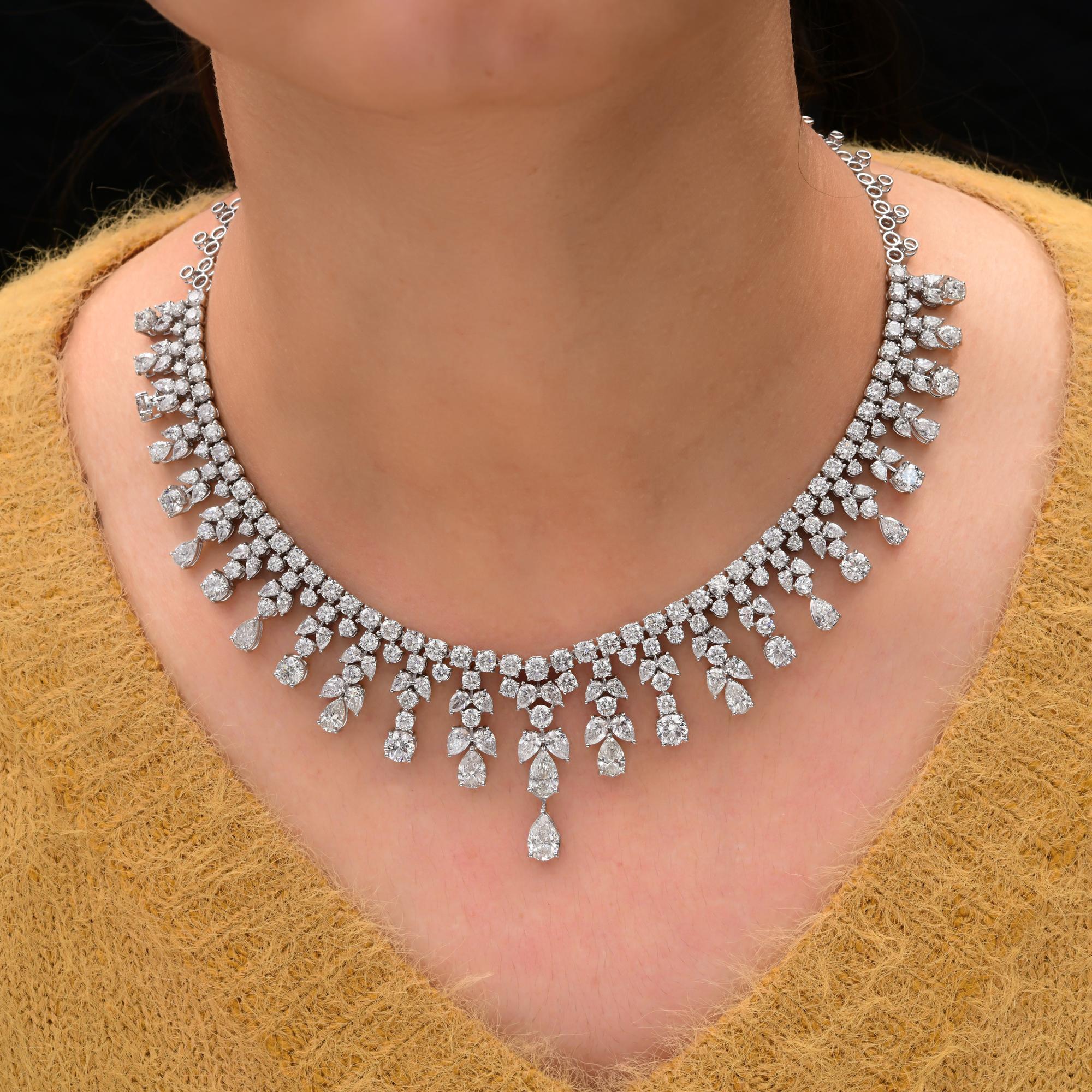 Moderno 37,63 CTW Diamante naturale SI/HI Collana girocollo in oro bianco massiccio 14k in vendita