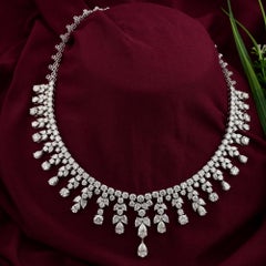 Collar gargantilla de oro blanco macizo de 18 quilates con diamantes naturales SI/HI de 37,63 quilates